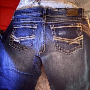 BKE Women's Distressed Blue Ankle Jeans